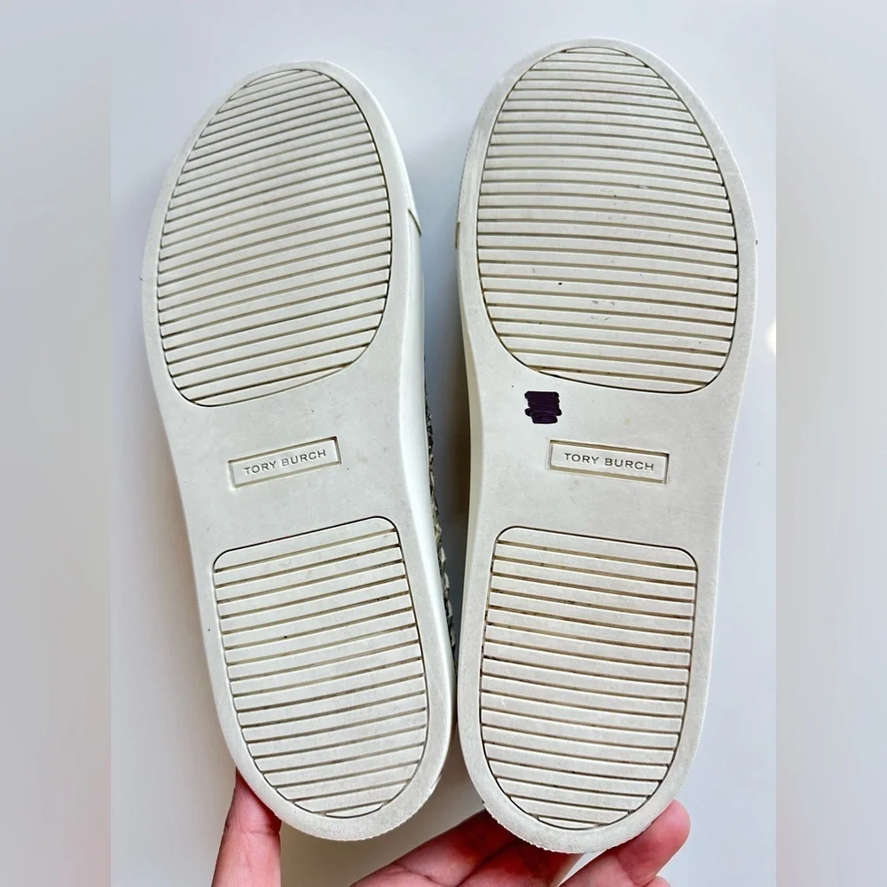 Tory Burch Snakeskin Embossed Leather Huarache Slip-On Sneaker Shoes Size 9.5